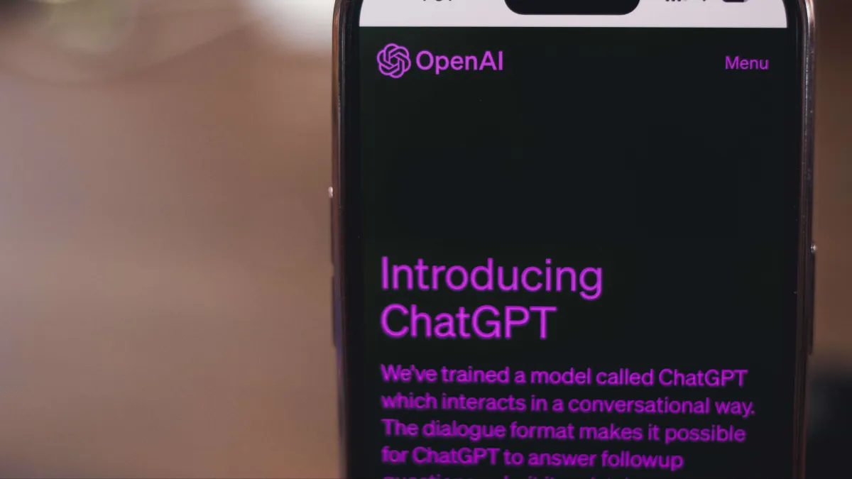 Smartphone screen displaying ChatGPT introduction by OpenAI.